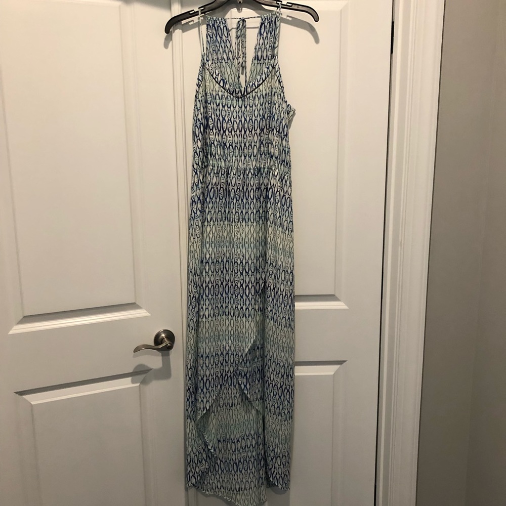 Sanctuary Blue Tulip Hem Hi-Low Printed Dress Sz M